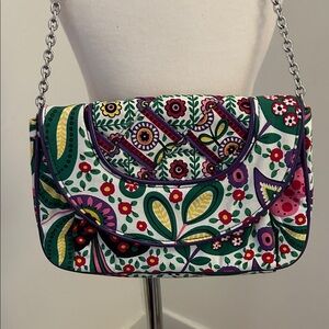 Vera Bradley Pink/Green Floral Quilted Fabric Shoulder Bag